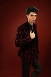 Maroon Embroidered Velvet Prince Coat (2-Piece) - Image 7