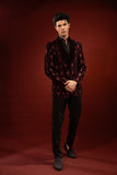 Maroon Embroidered Velvet Prince Coat (2-Piece) - Image 8