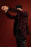 Maroon Embroidered Velvet Prince Coat (2-Piece) - Image 9