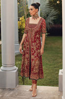 Pakistani Plum Embellished Chiffon & Jamawar Shirt Set (3-Piece) - Image 3