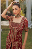 Pakistani Plum Embellished Chiffon & Jamawar Shirt Set (3-Piece) - Image 6