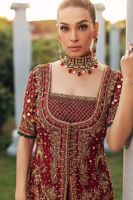 Pakistani Plum Embellished Chiffon & Jamawar Shirt Set (3-Piece) - Image 7
