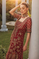 Pakistani Plum Embellished Chiffon & Jamawar Shirt Set (3-Piece) - Image 8