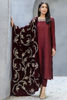 Maroon Embroidered Korean Silk Long Shirt (3-Piece) - Image 2