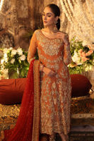 Pakistani Rust Zardozi Embroidered Net Salwar Kameez (3-Piece) - Image 4