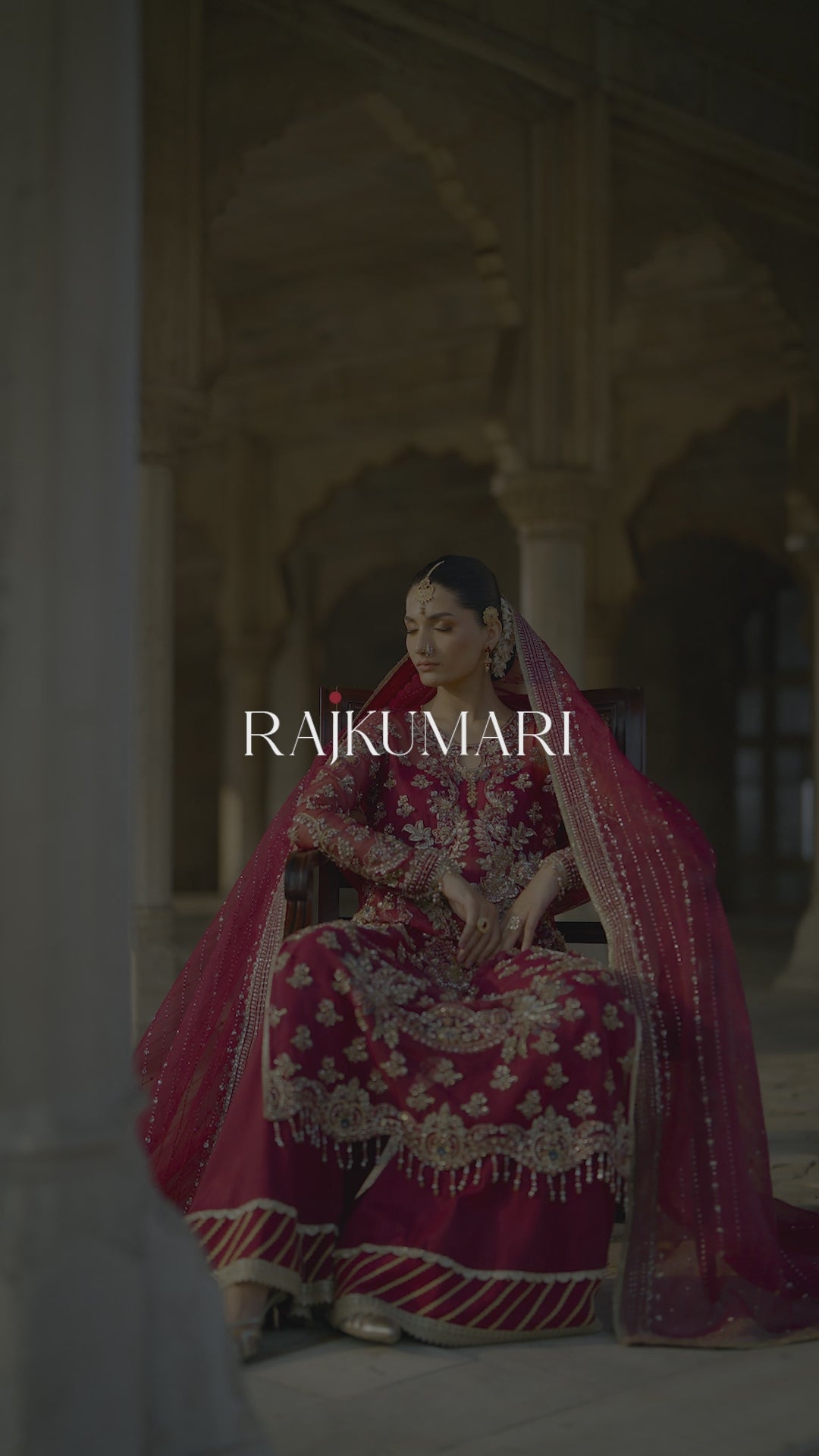 Deep Maroon Hand-Embellished Organza Salwar Kameez (3-Piece) - Image 2