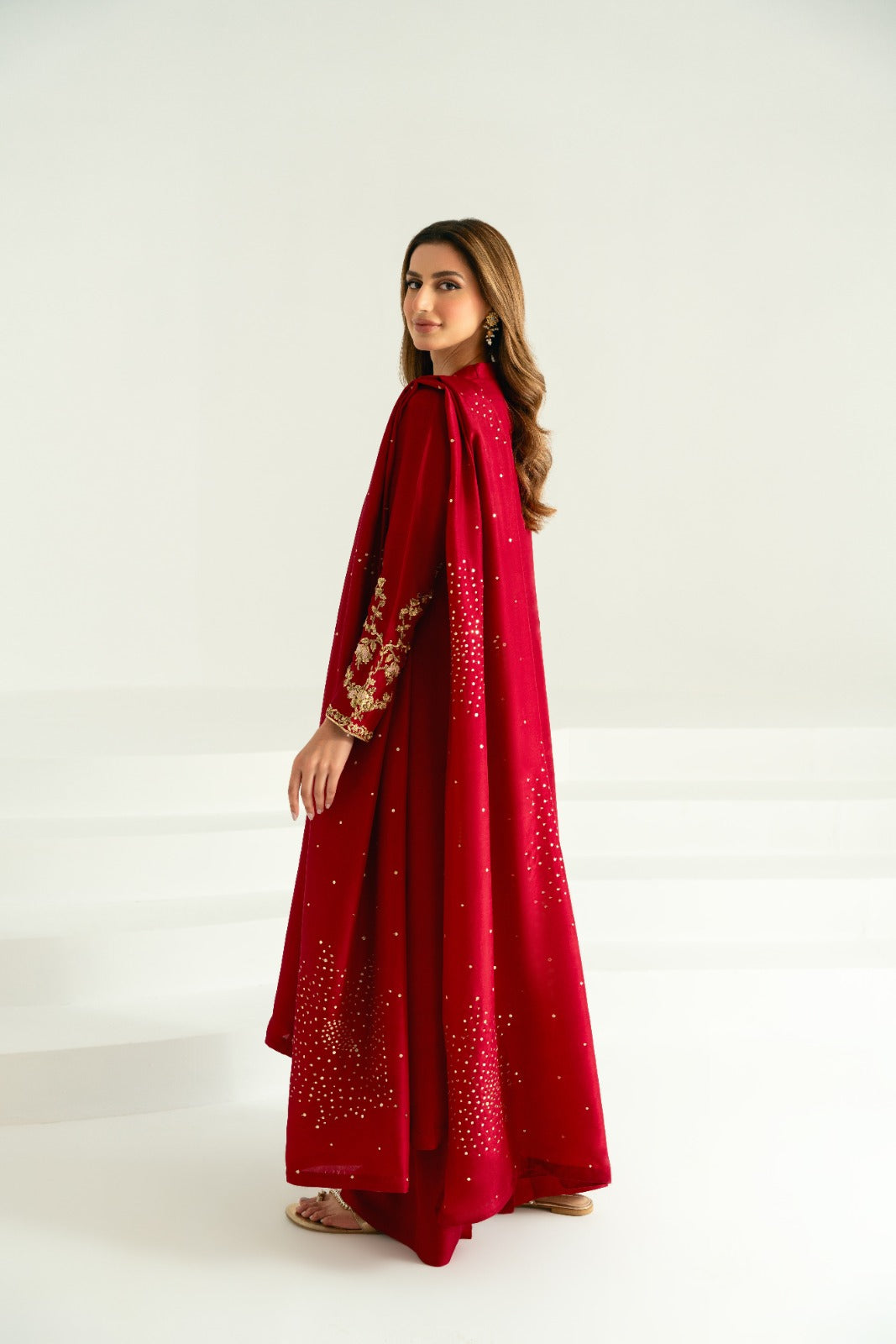 Maroon Ada Work Pure Raw Silk Kameez (3-Piece) - Image 2