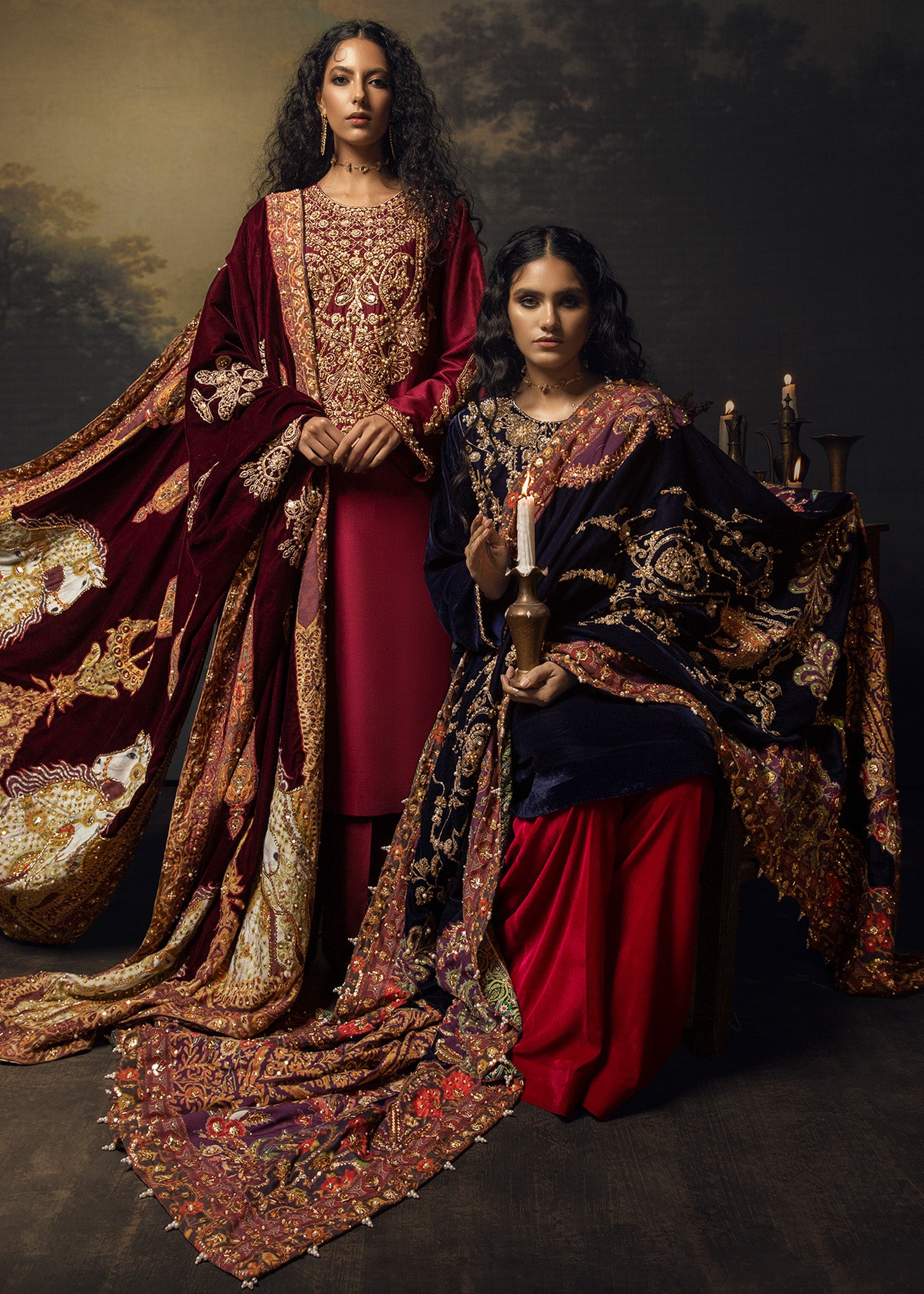 Pakistani Maroon Lorex Embroidered Silk Salwar Kameez (3-Piece) - Image 6