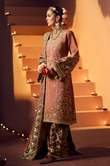 Rust Resham & Sequin Raw Silk Salwar Kameez (3-Piece) - Image 6