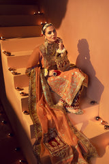 Rust Resham & Sequin Raw Silk Salwar Kameez (3-Piece) - Image 9