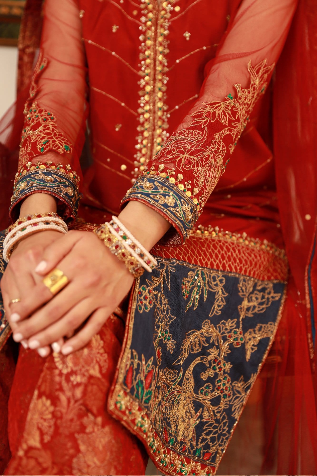 Maroon Zardozi & Aari Raw Silk Salwar Kameez (3-Piece) - Image 1