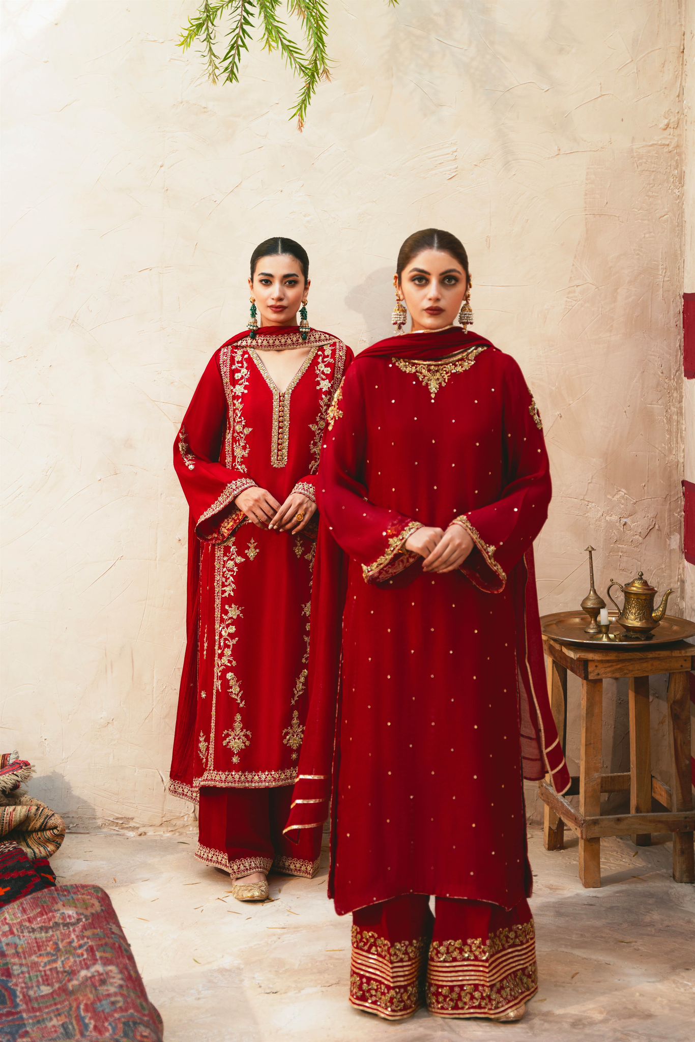 Pakistani Maroon Zari Sequin Pure Raw Silk Salwar Kameez (3-Piece) - Image 3