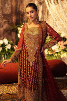 Deep Maroon Embroidered Silk-Blend Long Shirt (3-Piece) - Image 4