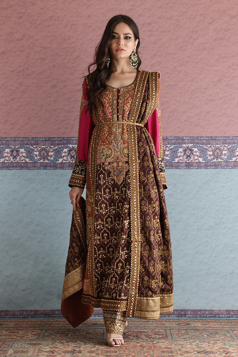 Maroon Zardozi Silk Salwar Kameez (3-Piece) - Image 1