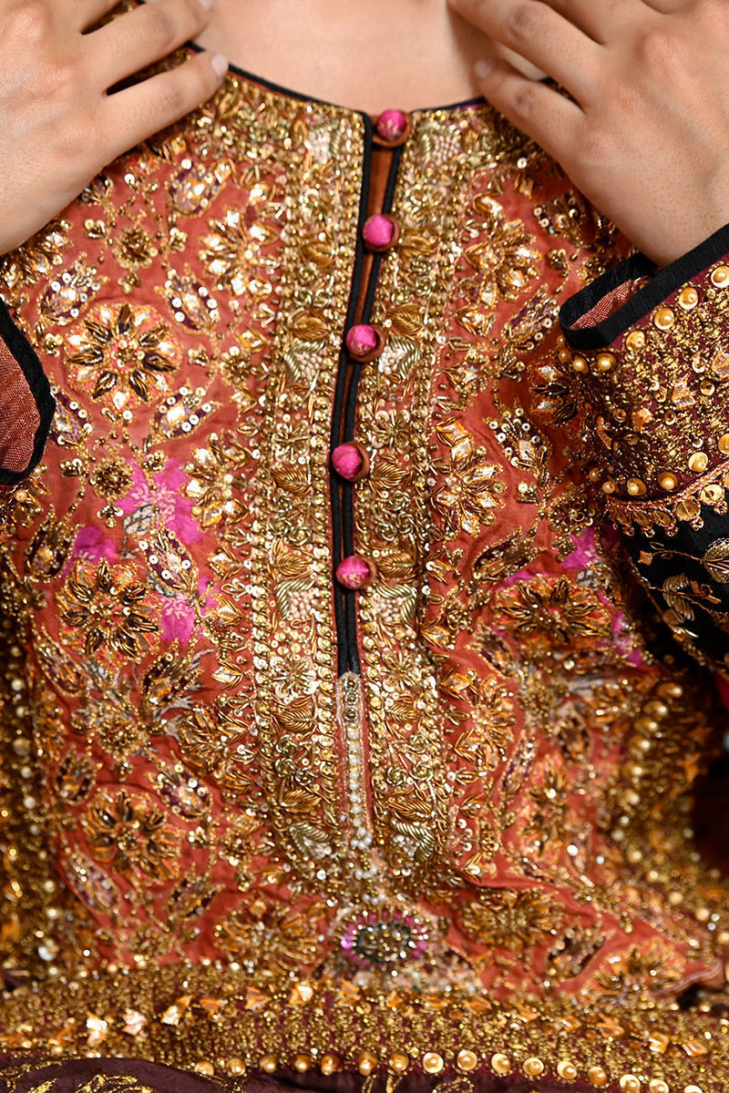 Maroon Zardozi Silk Salwar Kameez (3-Piece) - Image 9