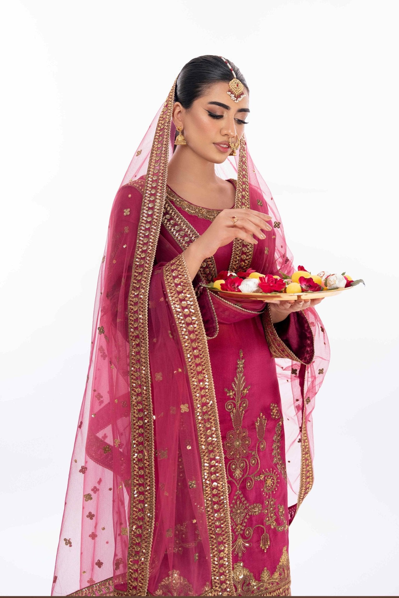 Wine Zardozi Pure Silk Salwar Kameez (3-Piece) - Image 7