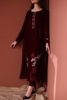 Pakistani Maroon Arri Work Velvet Salwar Kameez (3-Piece) - Image 3