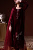 Pakistani Maroon Arri Work Velvet Salwar Kameez (3-Piece) - Image 4