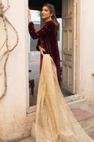 Maroon Dabka Embroidered Velvet Salwar Kameez (3-Piece) - Image 7