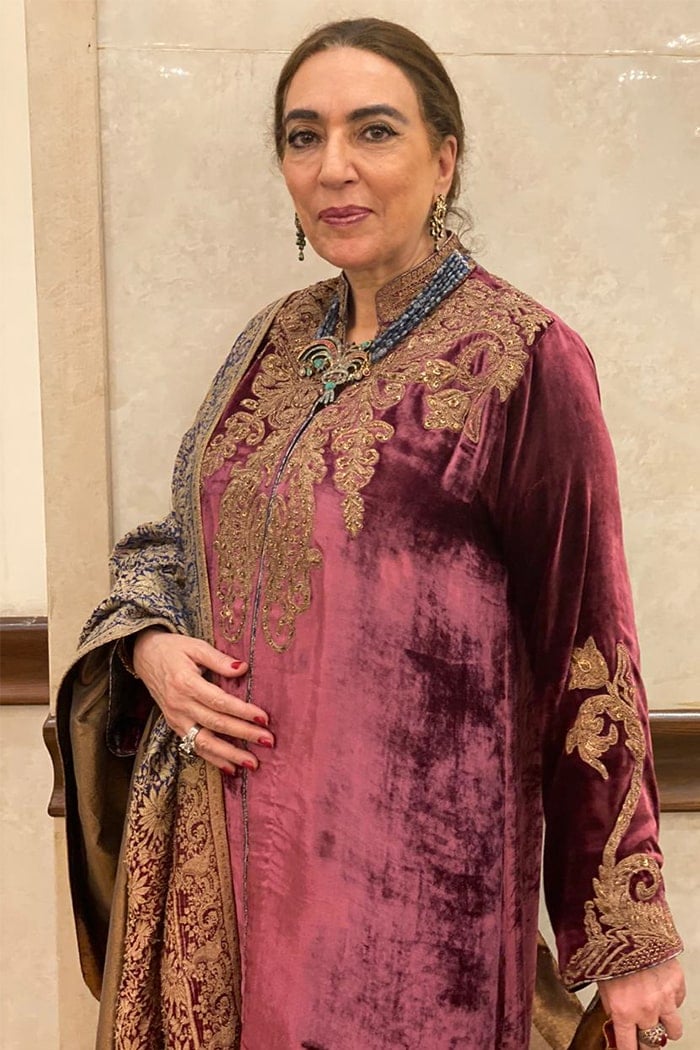 Pakistani Burgundy Hand-Embellished Velvet Salwar Kameez (3-Piece) - Image 3