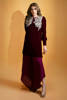 Maroon Swarovski Embellished Velvet Salwar Kameez (2-Piece) - Image 2