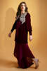 Maroon Swarovski Embellished Velvet Salwar Kameez (2-Piece) - Image 4