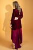 Maroon Swarovski Embellished Velvet Salwar Kameez (2-Piece) - Image 5