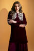 Maroon Swarovski Embellished Velvet Salwar Kameez (2-Piece) - Image 9