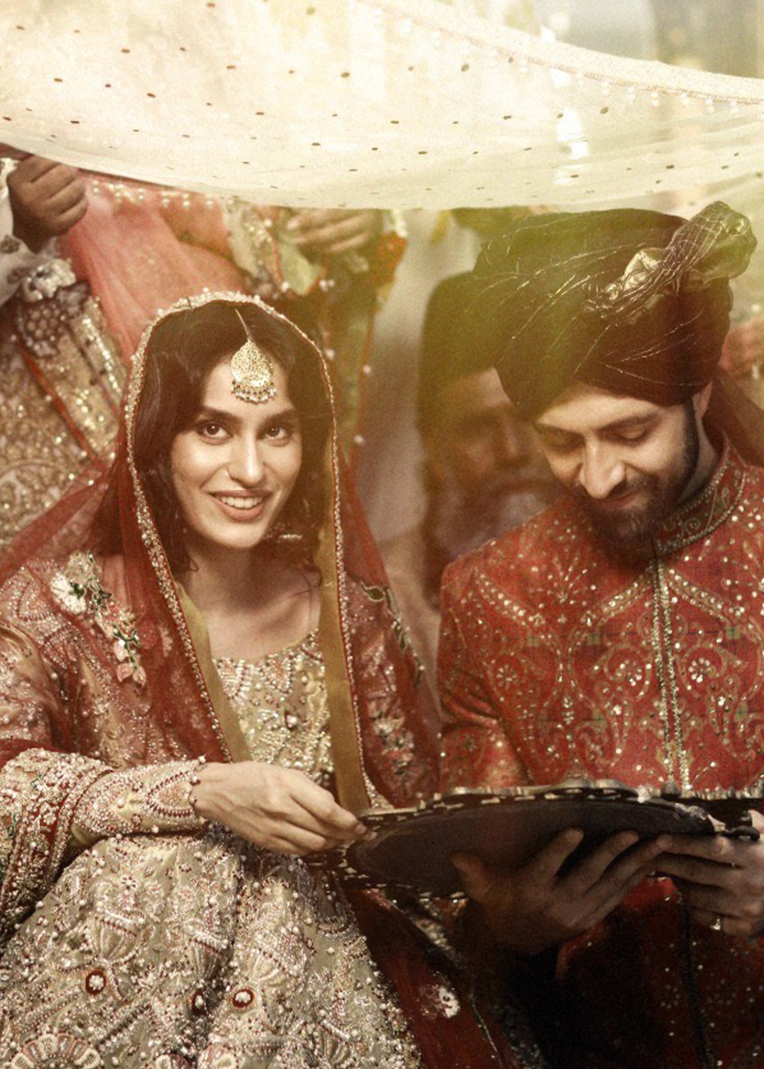 Pakistani Maroon Banarasi Silk Saree with Gold Zari (With Shawl) - Image 4