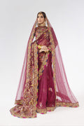 Wine Zardozi Weaved Organza Saree (3-Piece) - Image 6