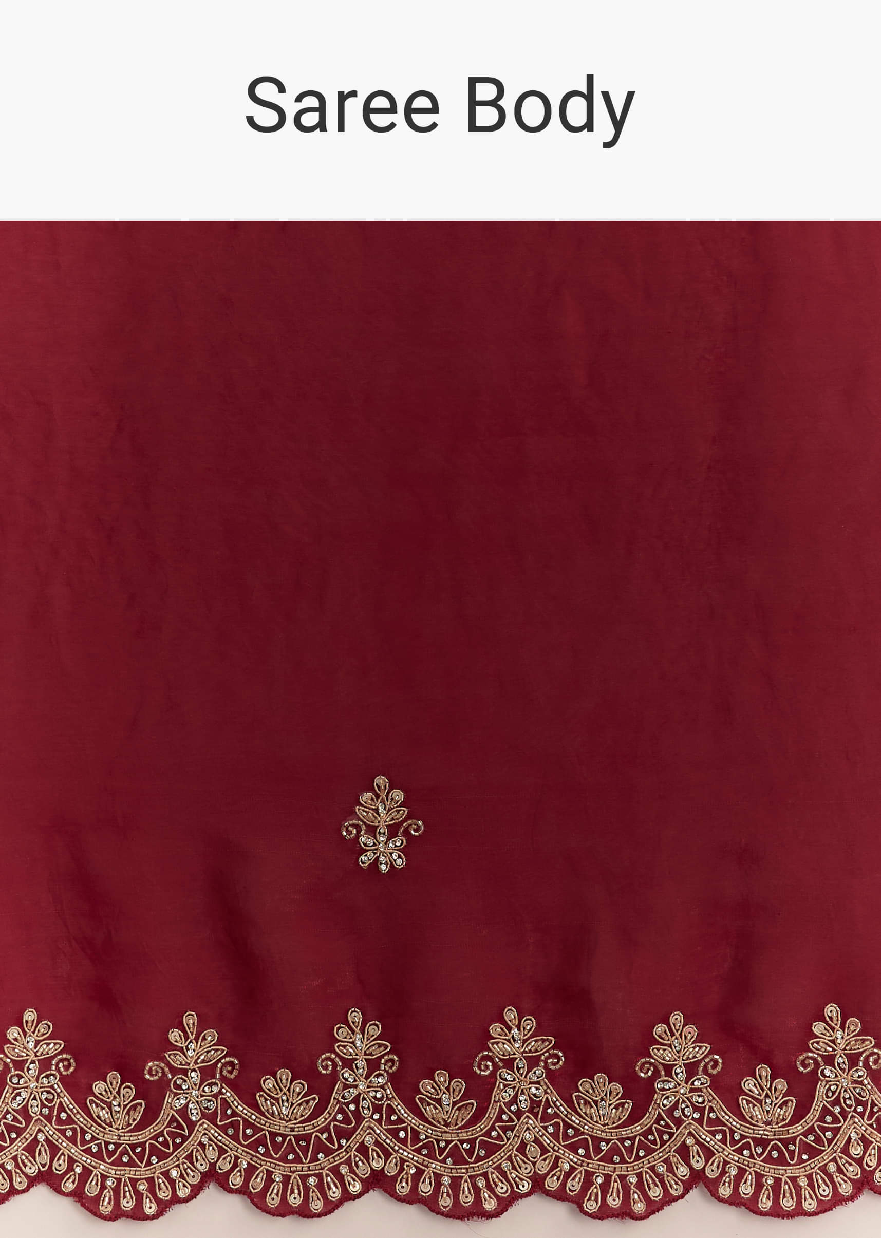 Indian Maroon Zardosi Embroidered Satin Saree (2-Piece) - Image 7