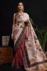 Pakistani White and Maroon Silk Saree with Antique Zari Work (2-Piece) - Image 2