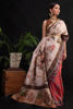 Pakistani White and Maroon Silk Saree with Antique Zari Work (2-Piece) - Image 4