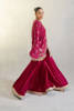Pakistani Burgundy Embroidered Raw Silk Sharara (2-Piece) - Image 4
