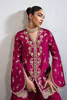 Pakistani Burgundy Embroidered Raw Silk Sharara (2-Piece) - Image 5