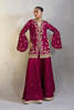 Pakistani Burgundy Embroidered Raw Silk Sharara (2-Piece) - Image 6