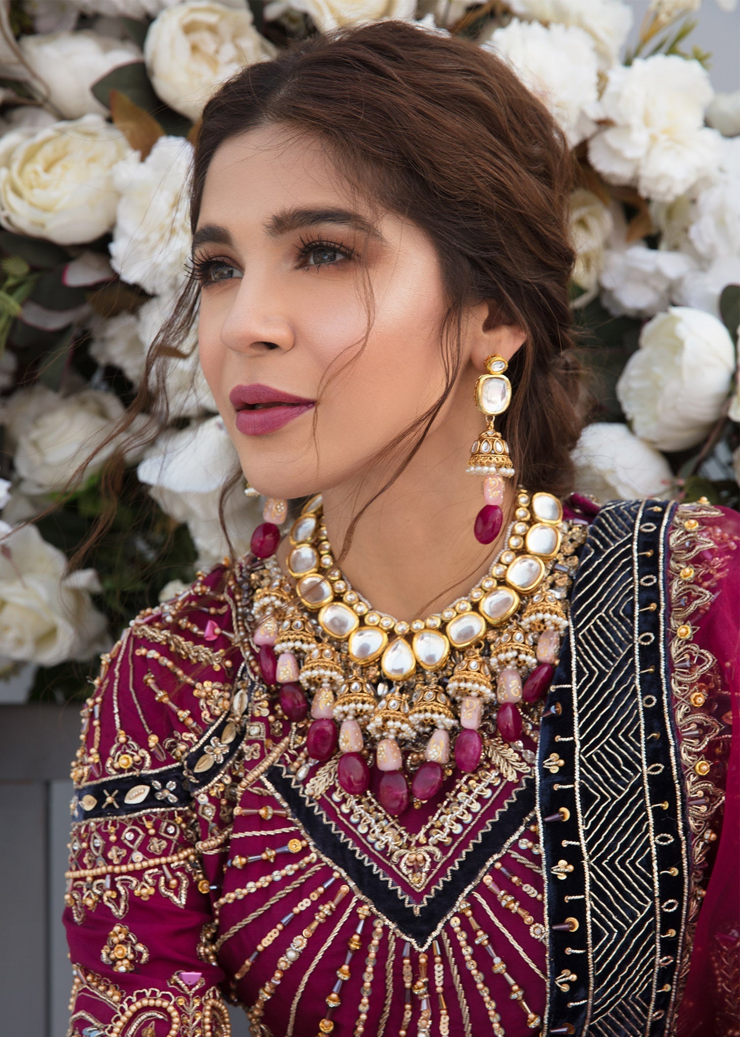 Plum Zardozi Rawsilk & Velvet Sharara (3-Piece) - Image 5