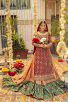 Maroon Zardozi Silk Net Bridal Sharara (3-Piece) - Image 4