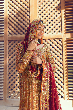 Rust Zardozi Silk Net Sharara Set (3-Piece) - Image 2