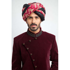 Deep Maroon Zardozi Velvet Sherwani (3-Piece) - Image 3