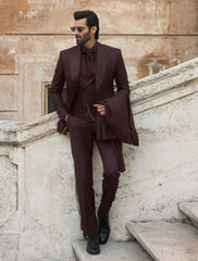 Maroon Finely Woven 3-Piece Suit (Men's) - Image 3