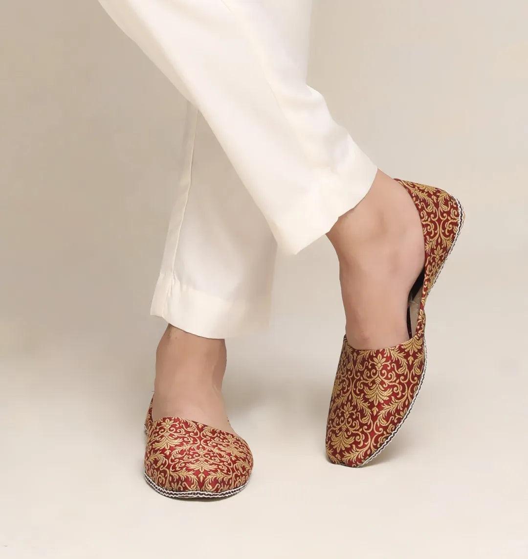 Mehroon Jacquard Waistcoat with Gold Motifs (3-Piece) - Image 3