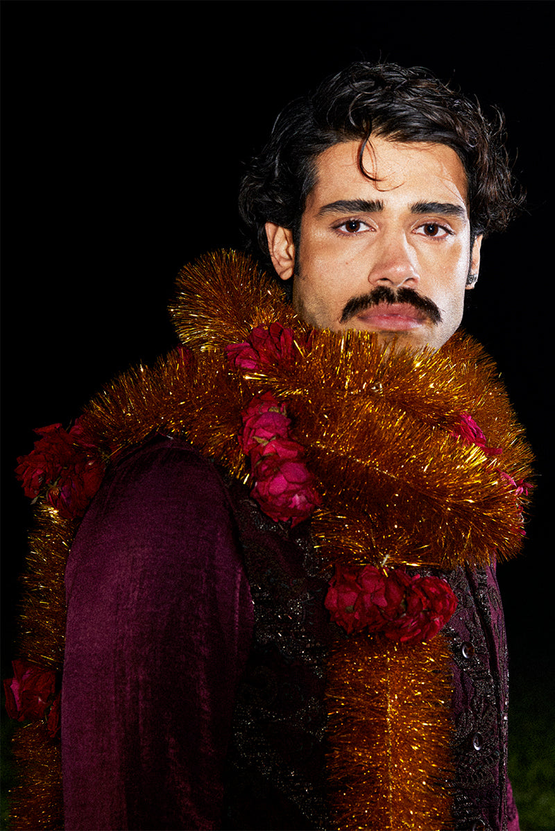 Burgundy Cutdana Embroidered Silk-Blend Waistcoat Kurta (3-Piece) - Image 2