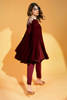 Pakistani Maroon Embellished Velvet Cape Dress (2-Piece) - Image 4