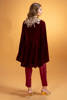 Pakistani Maroon Embellished Velvet Cape Dress (2-Piece) - Image 5