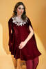 Pakistani Maroon Embellished Velvet Cape Dress (2-Piece) - Image 7