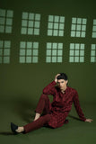 Maroon Embroidered Blended Wash-and-Wear Kurta Set (2-Piece) - Image 4