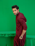 Maroon Embroidered Cotton Blend Kurta Set (2-Piece) - Image 4