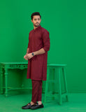 Maroon Embroidered Cotton Blend Kurta Set (2-Piece) - Image 5