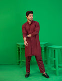 Maroon Embroidered Cotton-Silk Kurta Set (2-Piece) - Image 6